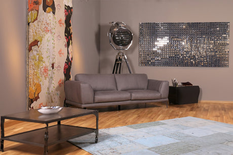 KAWOLA Sofa Deside 3-Sitzer Leder Pallino grau (B/T/H)