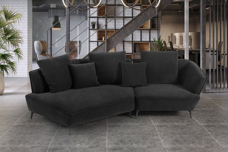 KAWOLA Sofa GARBO Designsofa Stoff schwarz, Links