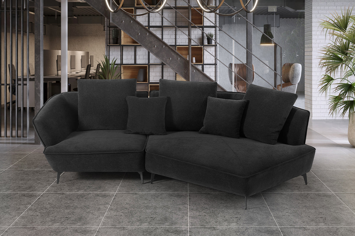 KAWOLA Sofa GARBO Designsofa Stoff schwarz, Rechts