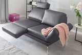 KAWOLA Sofa HURRICANE 2-Sitzer Leder dunkelgrau