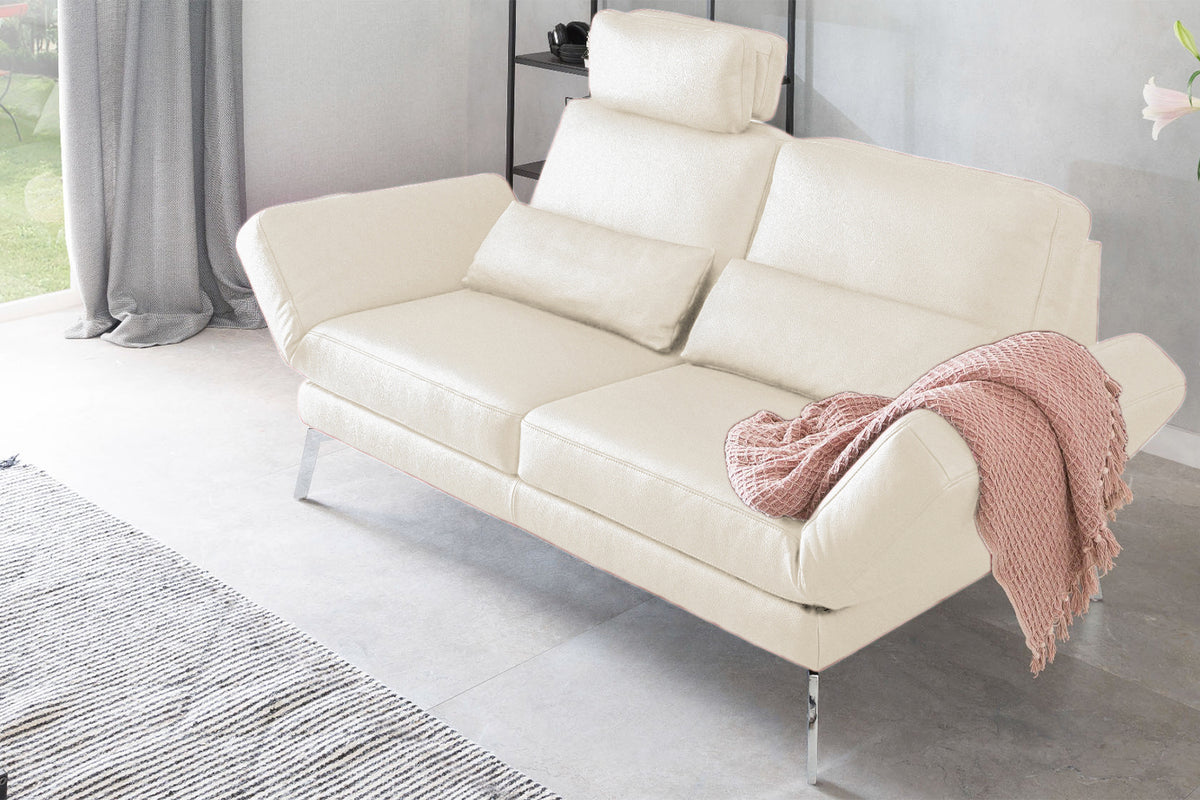 KAWOLA Sofa HURRICANE 2-Sitzer Leder weiß