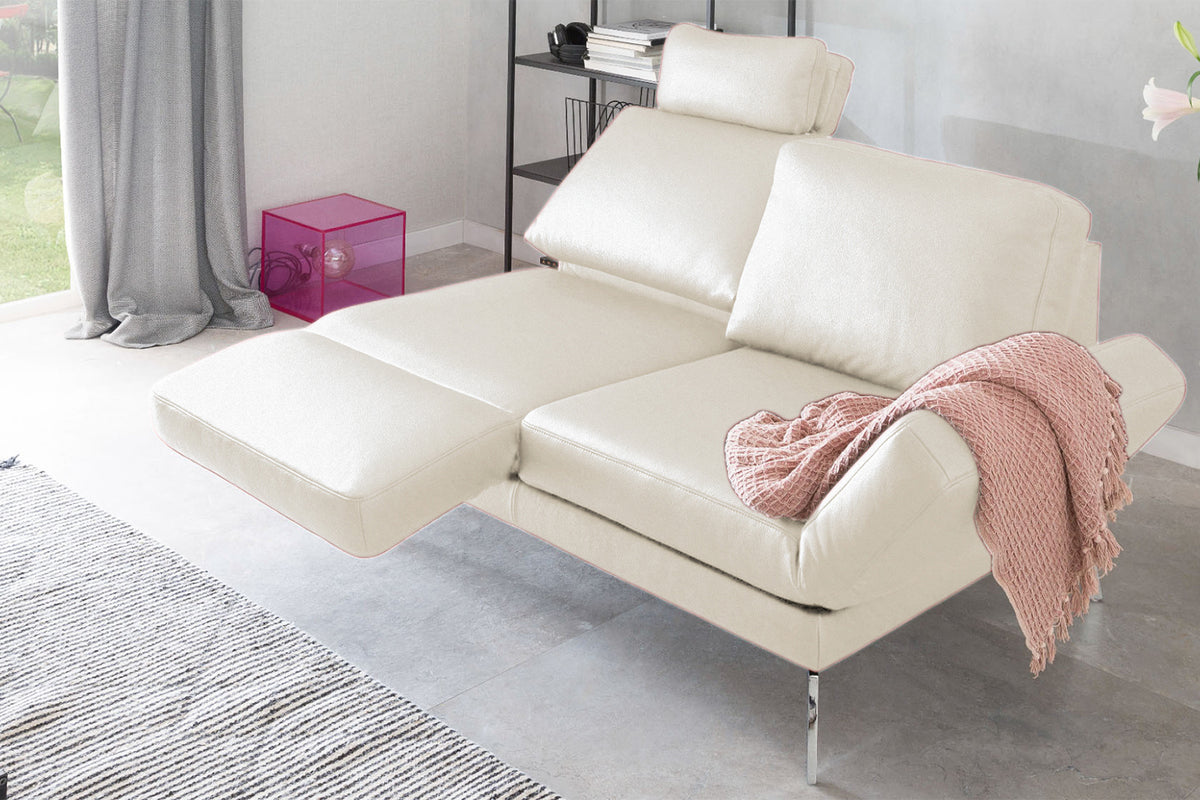 KAWOLA Sofa HURRICANE 2-Sitzer Leder weiß