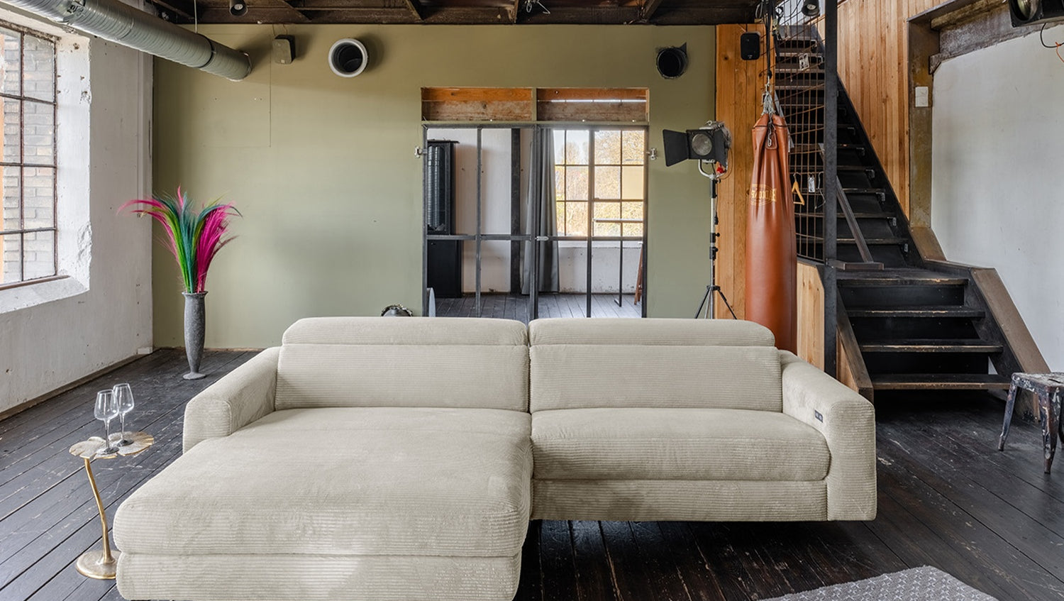 KAWOLA Sofa LAISKA Ecksofa Cord cremeweiß