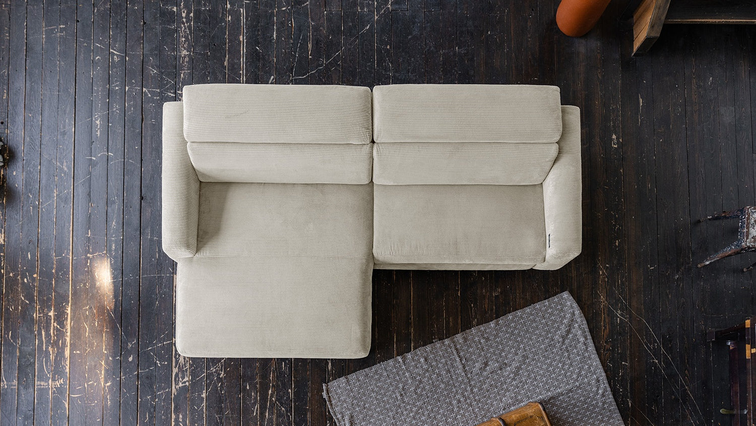 KAWOLA Sofa LAISKA Ecksofa Cord cremeweiß