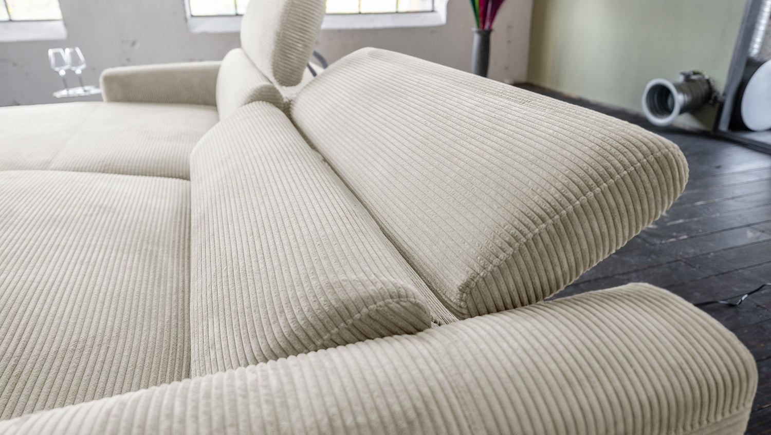 KAWOLA Sofa LAISKA Ecksofa Cord cremeweiß