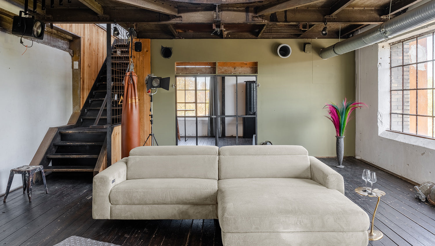 KAWOLA Sofa LAISKA Ecksofa Cord cremeweiß