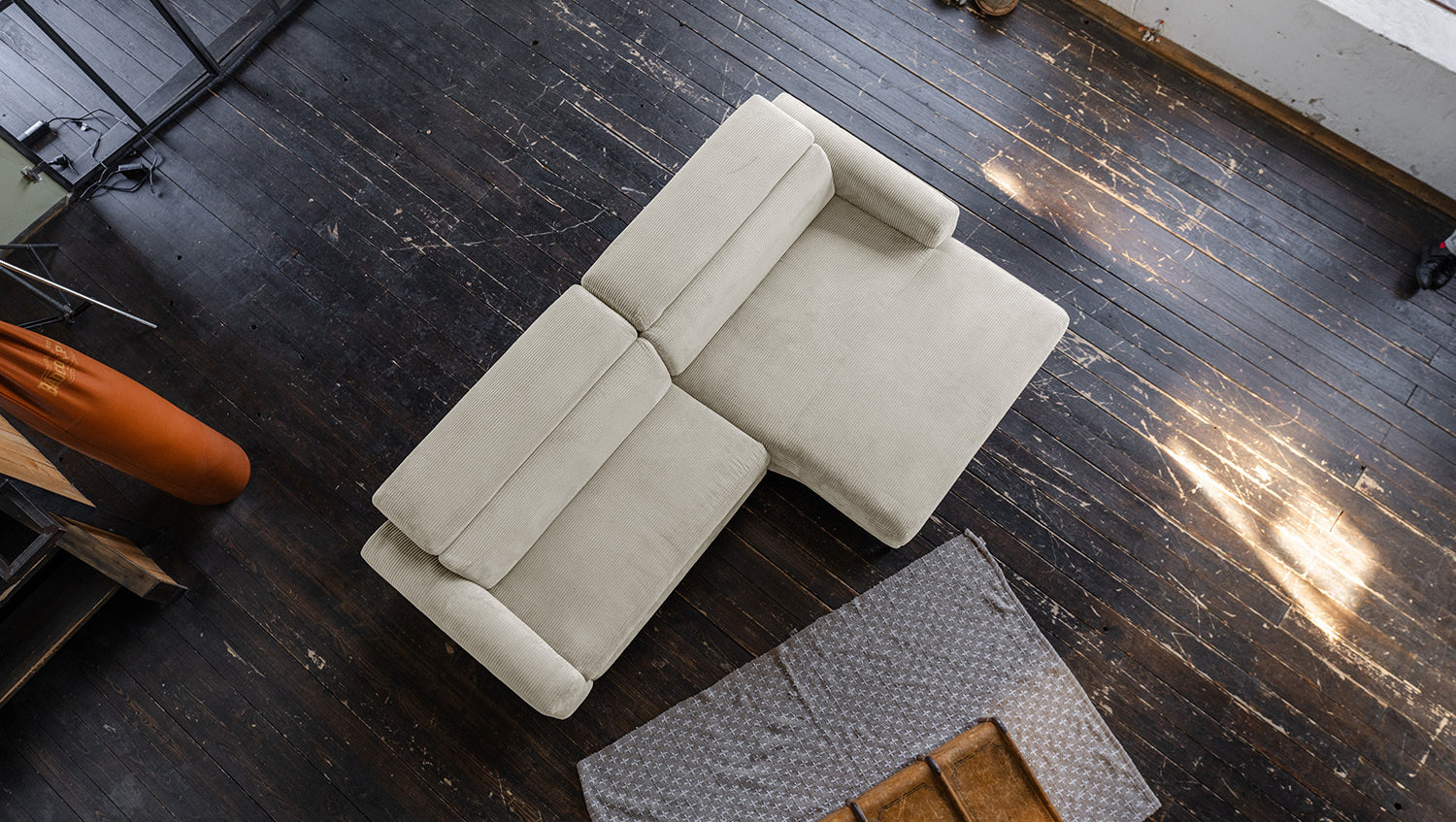 KAWOLA Sofa LAISKA Ecksofa Cord cremeweiß