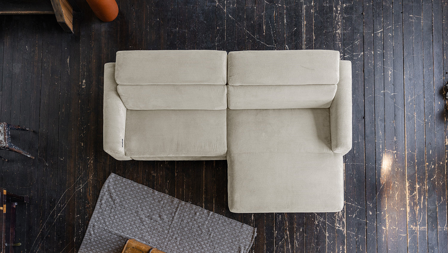 KAWOLA Sofa LAISKA Ecksofa Cord cremeweiß