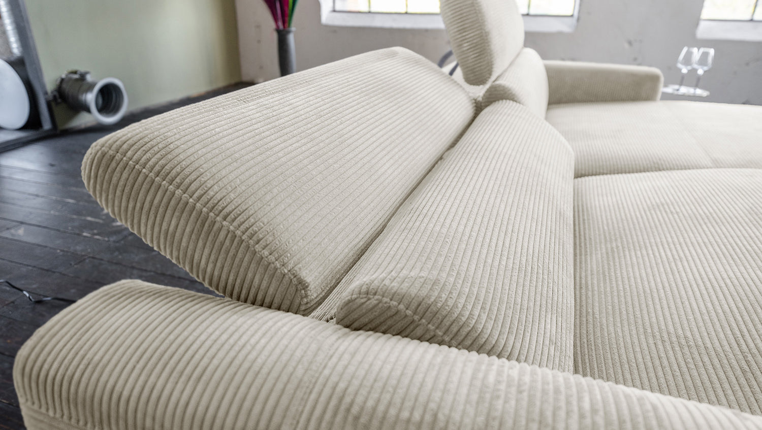 KAWOLA Sofa LAISKA Ecksofa Cord cremeweiß