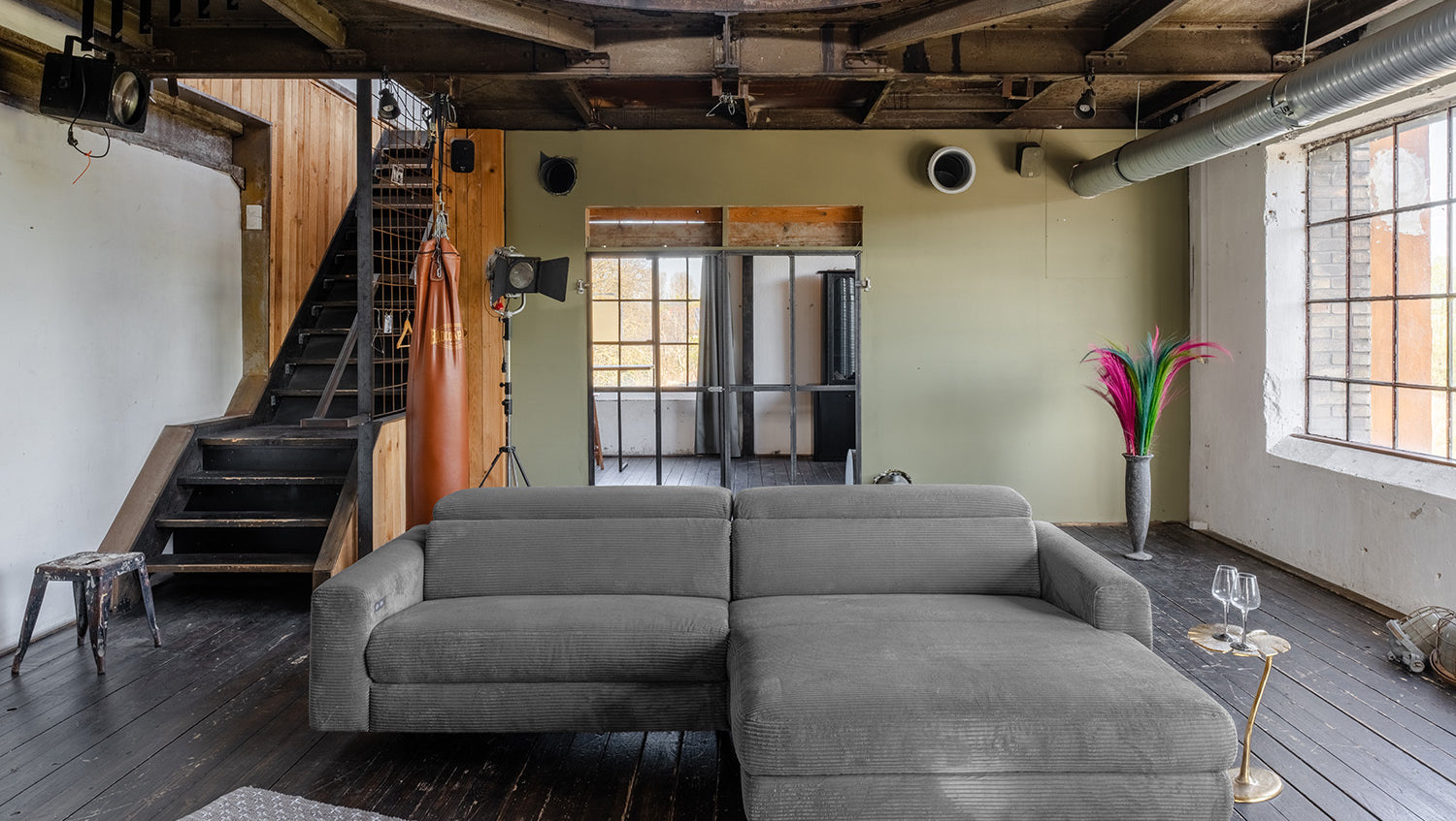 KAWOLA Sofa LAISKA Ecksofa Cord grau