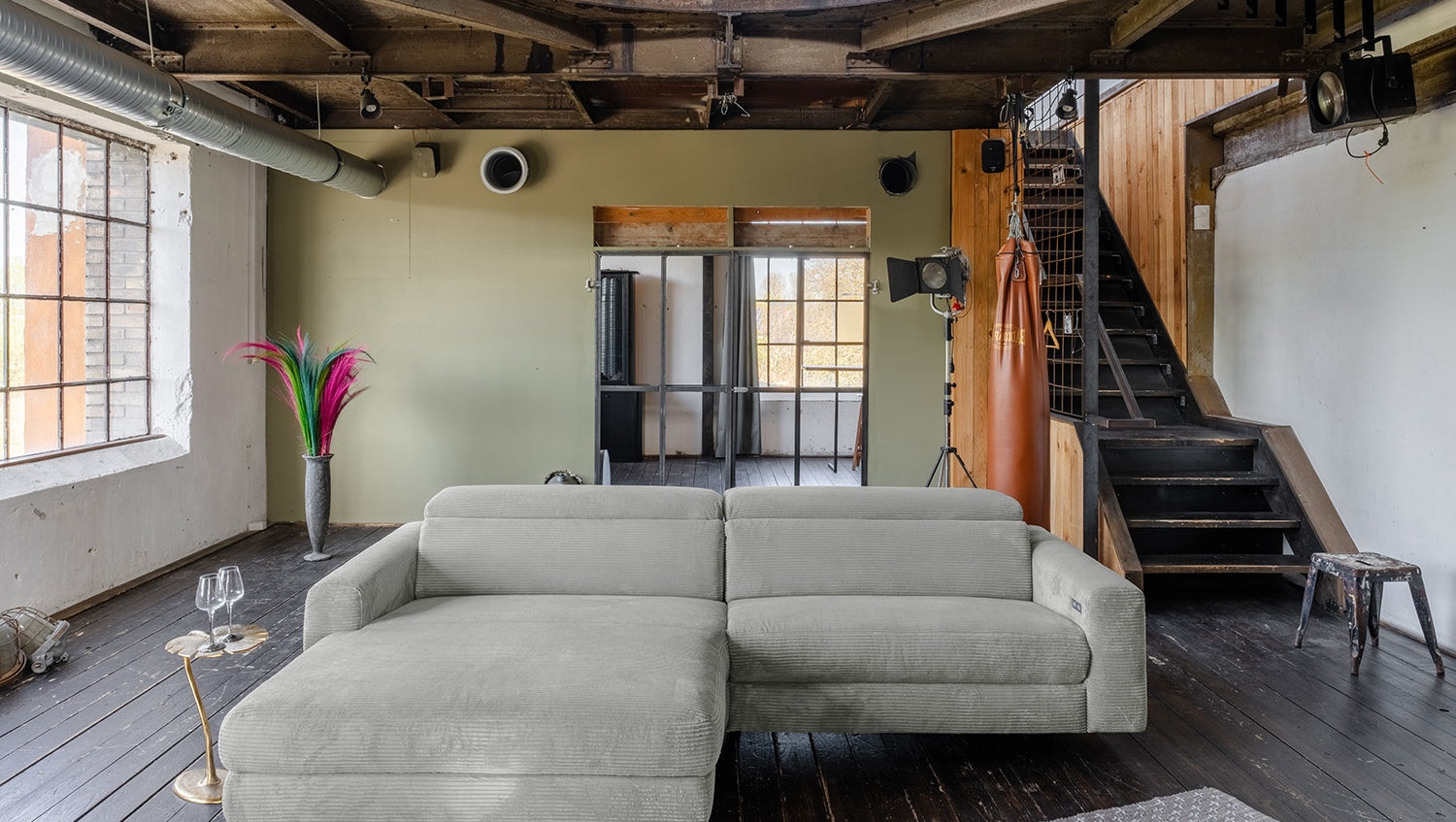 KAWOLA Sofa LAISKA Ecksofa Cord hellgrau