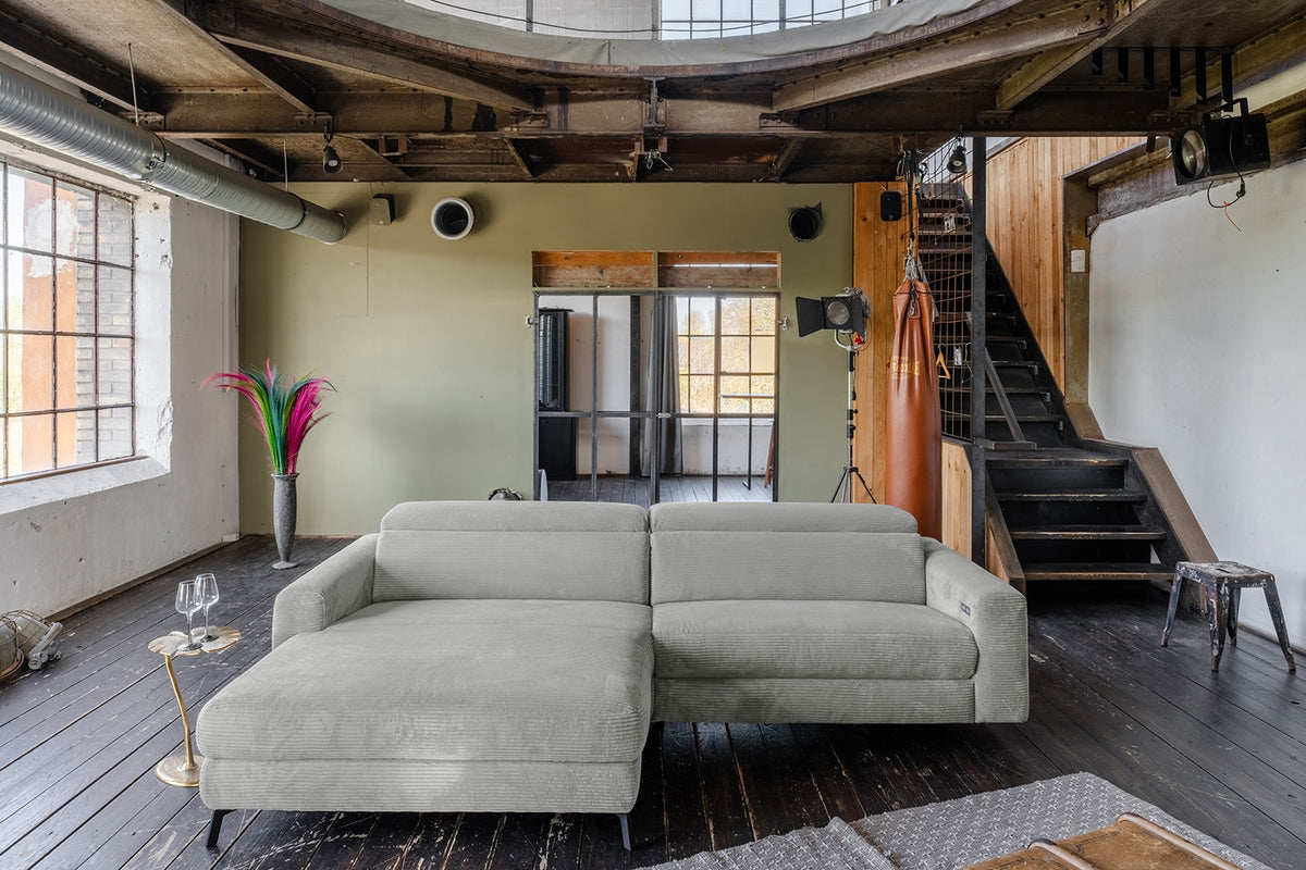 KAWOLA Sofa LAISKA Ecksofa Cord hellgrau