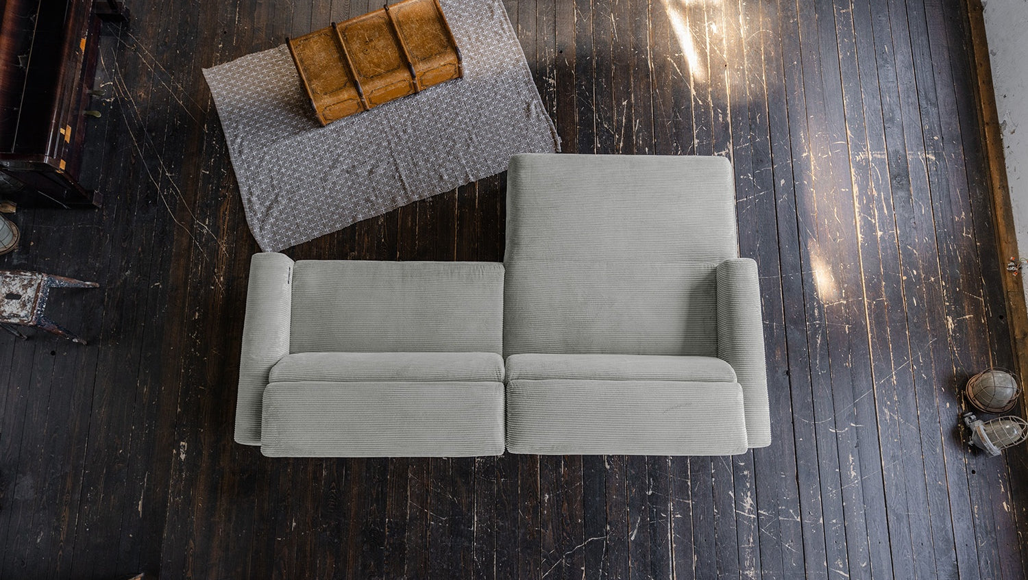 KAWOLA Sofa LAISKA Ecksofa Cord hellgrau
