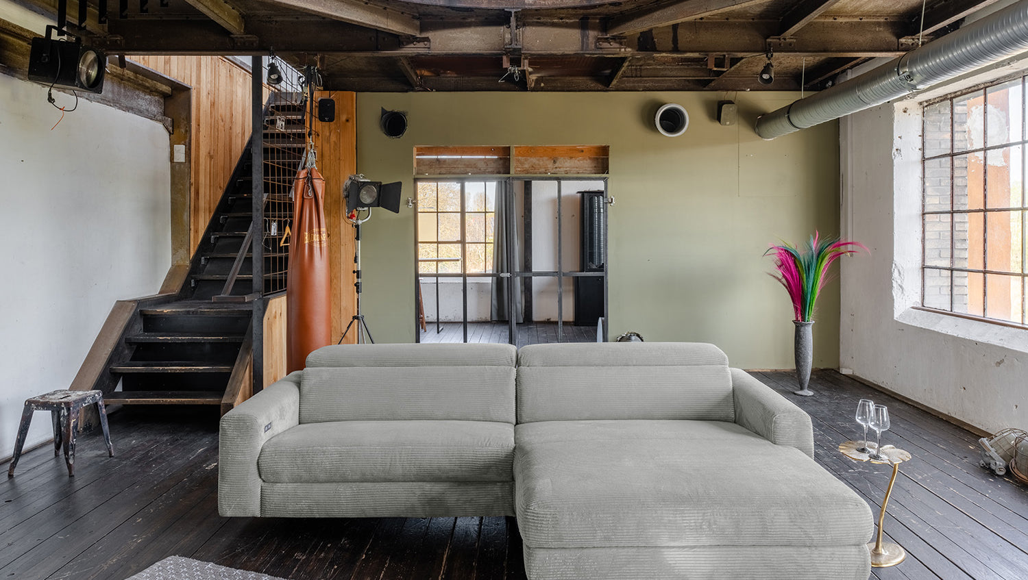 KAWOLA Sofa LAISKA Ecksofa Cord hellgrau