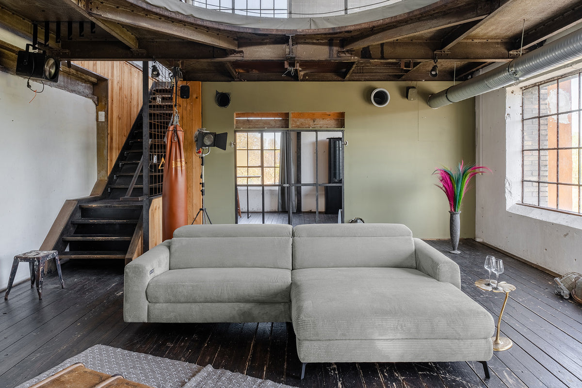 KAWOLA Sofa LAISKA Ecksofa Cord hellgrau