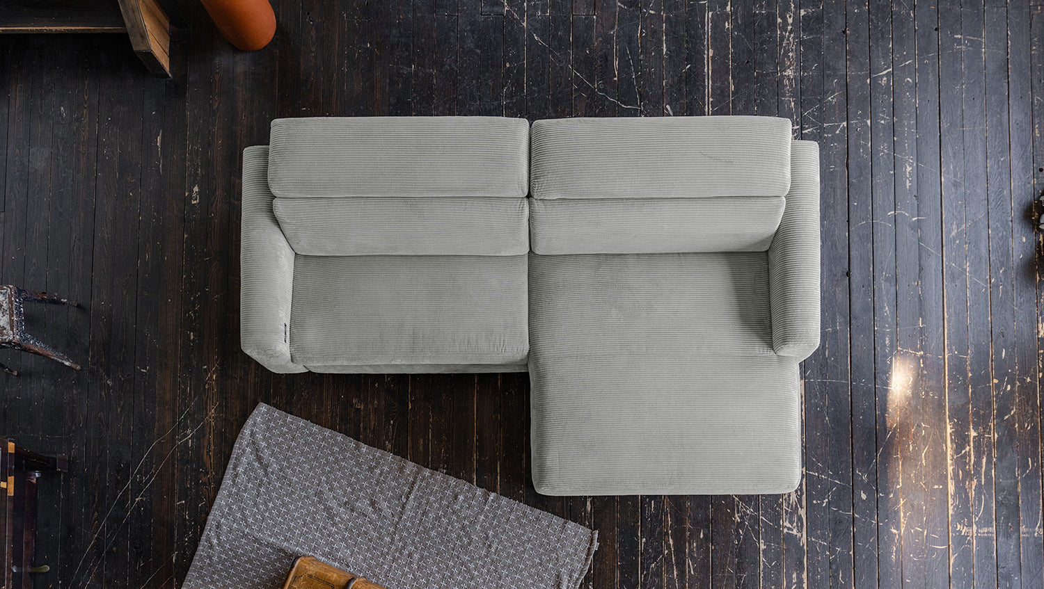 KAWOLA Sofa LAISKA Ecksofa Cord hellgrau