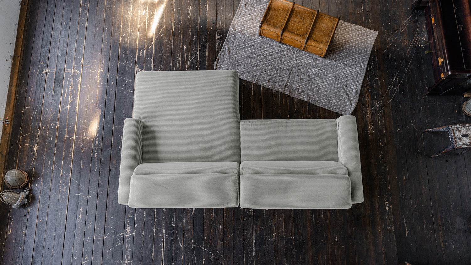 KAWOLA Sofa LAISKA Ecksofa Cord hellgrau