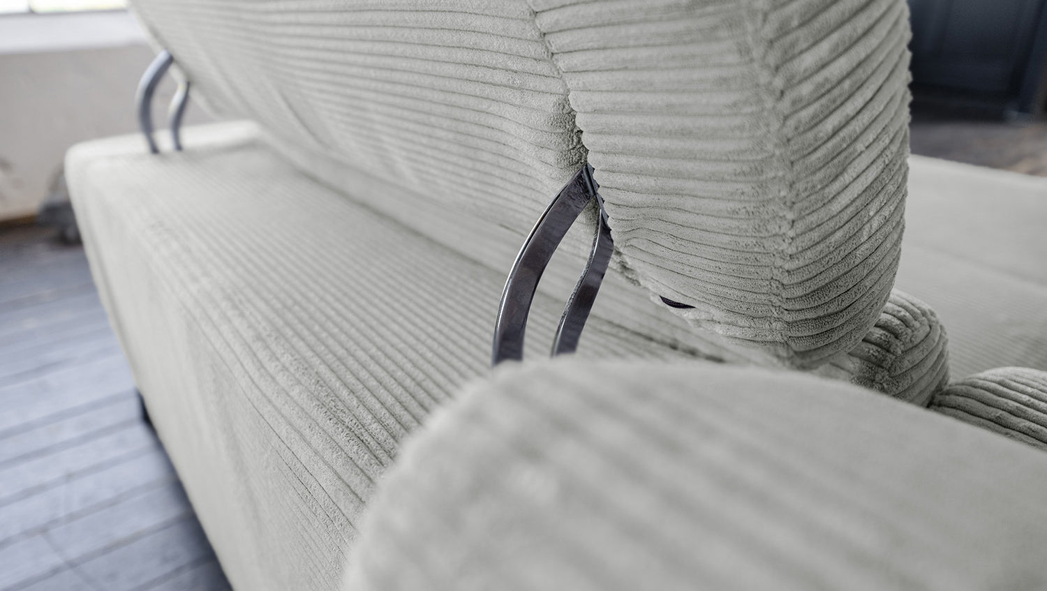 KAWOLA Sofa LAISKA Ecksofa Cord hellgrau