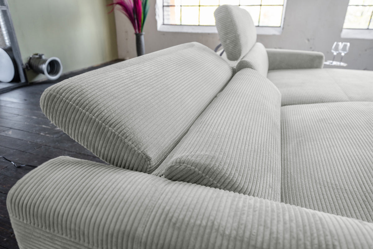 KAWOLA Sofa LAISKA Ecksofa Cord hellgrau