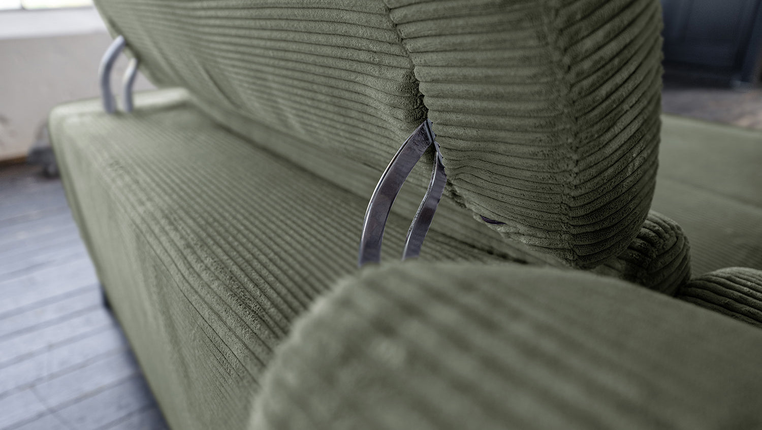 KAWOLA Sofa LAISKA Ecksofa Cord olivgrün