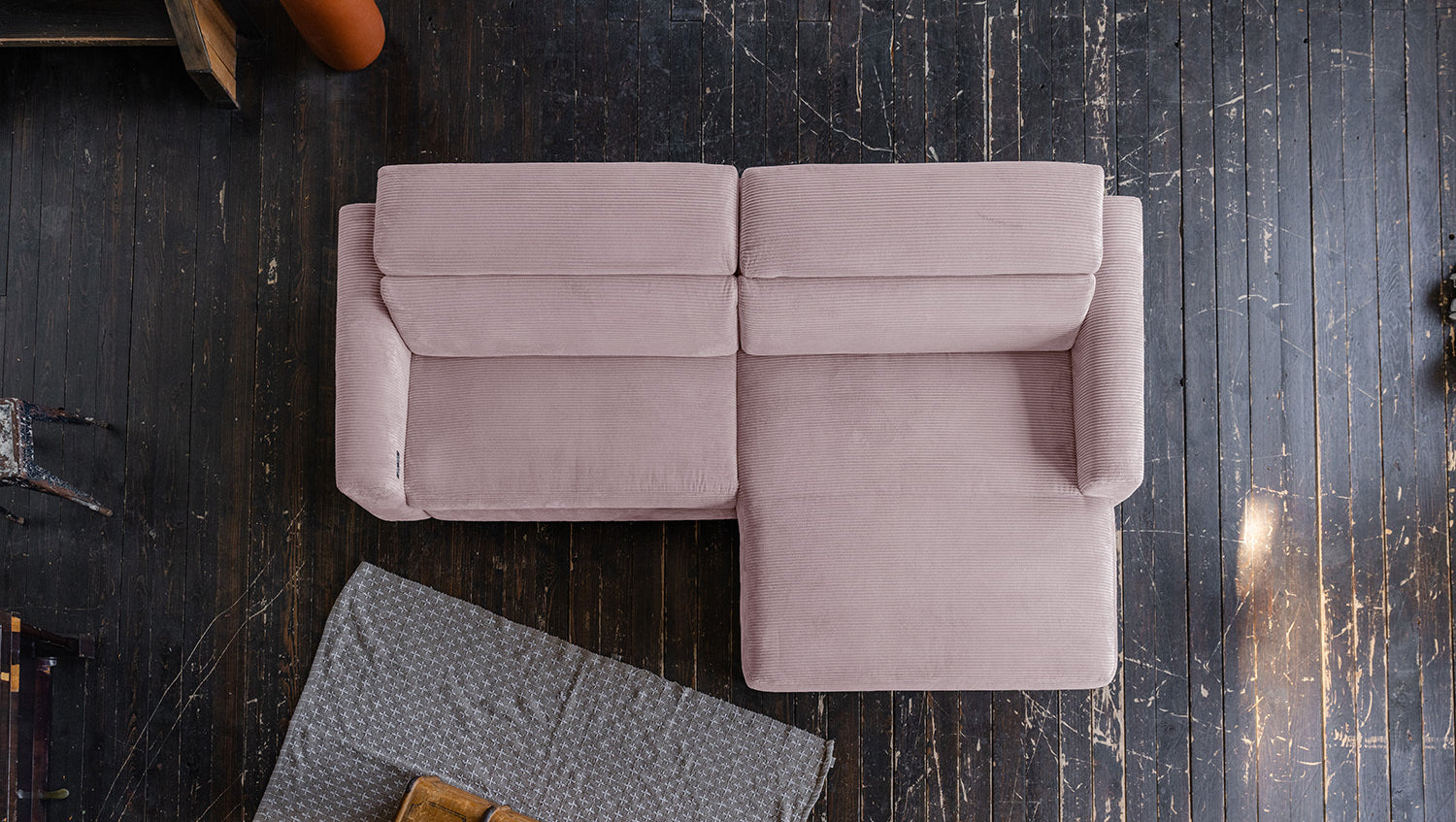 KAWOLA Sofa LAISKA Ecksofa Cord rosa
