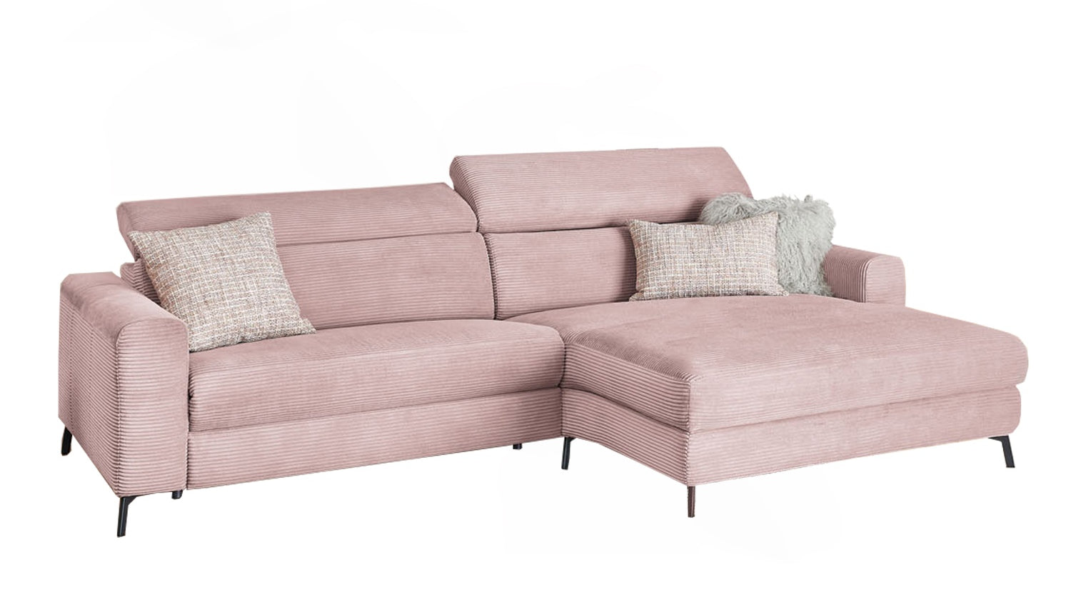 KAWOLA Sofa LAISKA Ecksofa Cord rosa