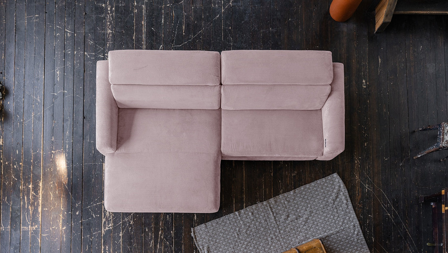 KAWOLA Sofa LAISKA Ecksofa Cord rosa