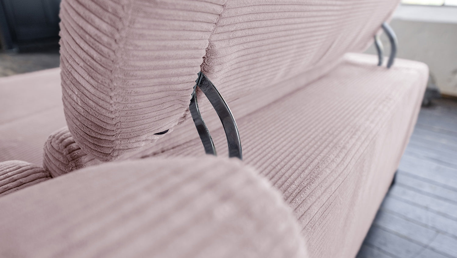 KAWOLA Sofa LAISKA Ecksofa Cord rosa