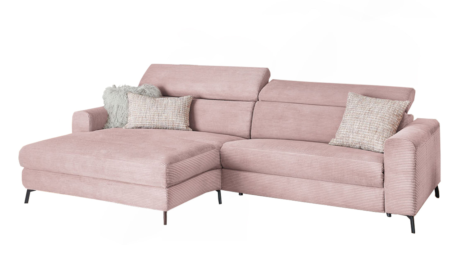 KAWOLA Sofa LAISKA Ecksofa Cord rosa