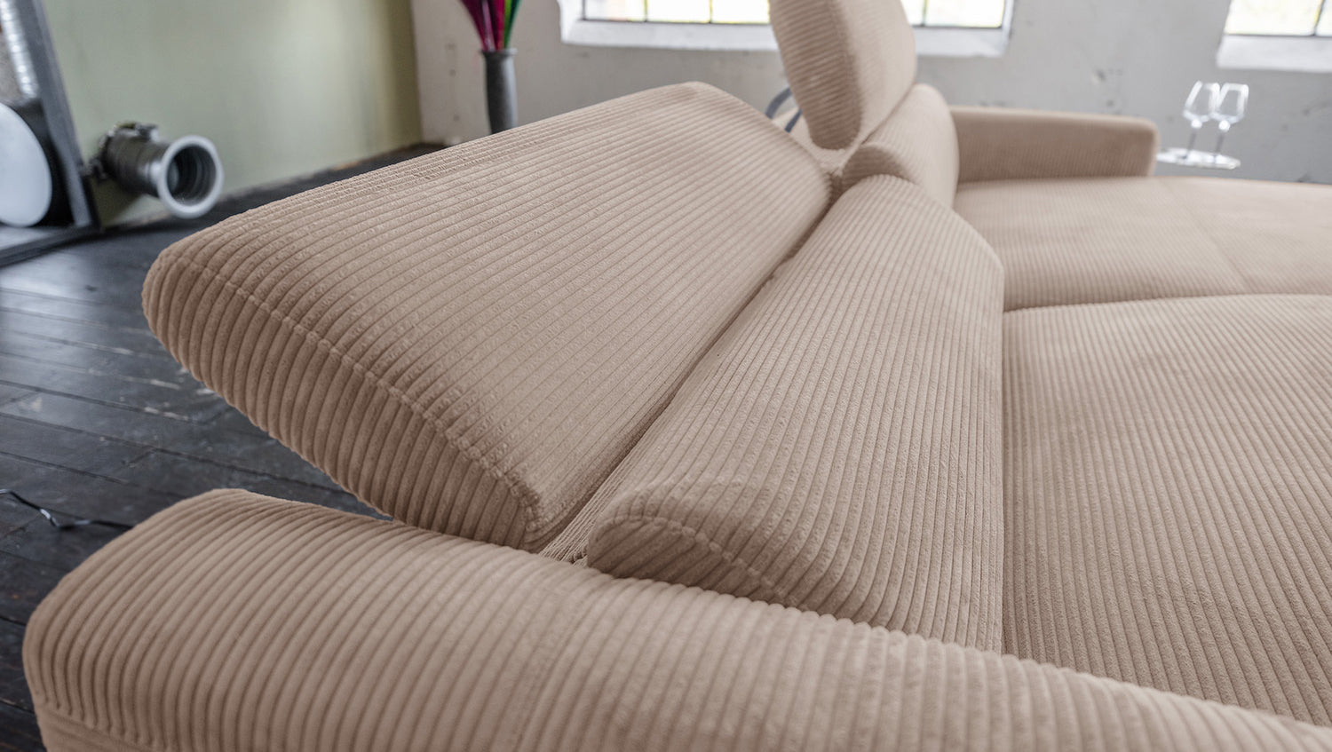 KAWOLA Sofa LAISKA Ecksofa Cord taupe