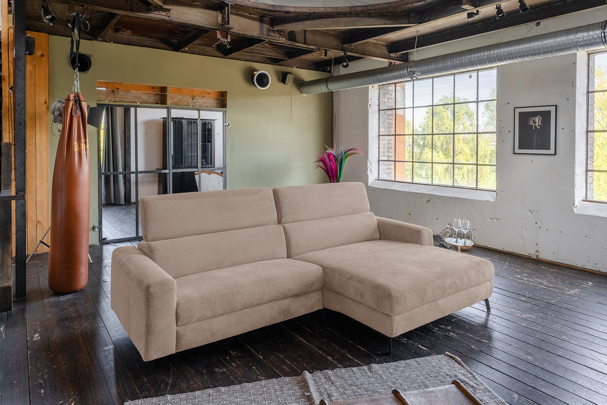 KAWOLA Sofa LAISKA Ecksofa Cord taupe, Rechts
