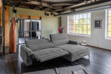 KAWOLA Sofa LAISKA Ecksofa Relaxfunktion teilmotorisch Cord grau