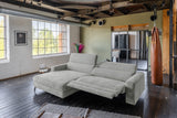 KAWOLA Sofa LAISKA Ecksofa Relaxfunktion teilmotorisch Cord hellgrau