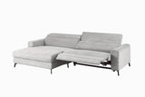 KAWOLA Sofa LAISKA Ecksofa Relaxfunktion teilmotorisch Cord hellgrau