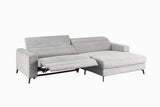 KAWOLA Sofa LAISKA Ecksofa Relaxfunktion teilmotorisch Cord hellgrau