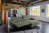 KAWOLA Sofa LAISKA Ecksofa Relaxfunktion teilmotorisch Cord olivgrün