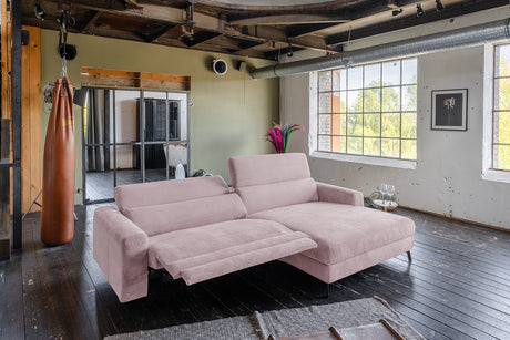 KAWOLA Sofa LAISKA Ecksofa Relaxfunktion teilmotorisch Cord rosa