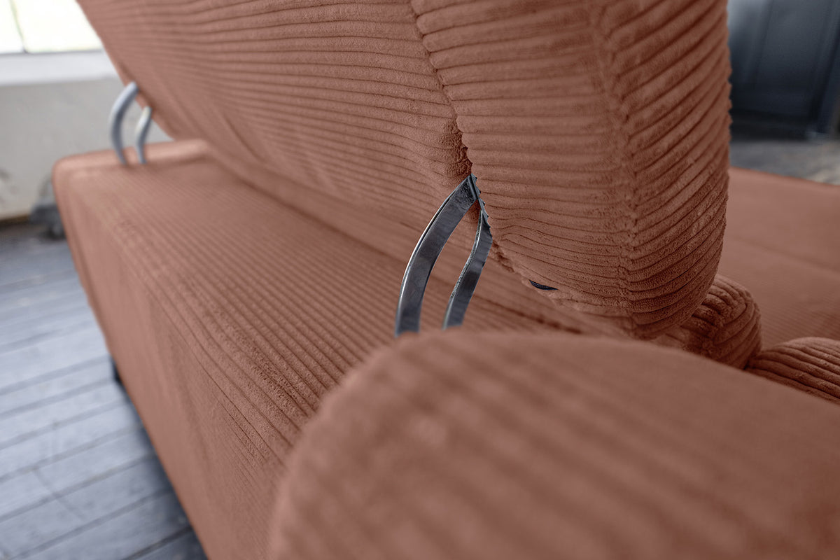 KAWOLA Sofa LAISKA Ecksofa Relaxfunktion teilmotorisch Cord rost
