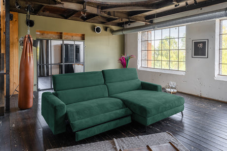 KAWOLA Sofa LAISKA Ecksofa Relaxfunktion teilmotorisch Cord smaragd, Rechts