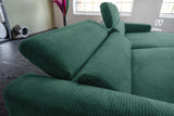 KAWOLA Sofa LAISKA Ecksofa Relaxfunktion teilmotorisch Cord smaragd
