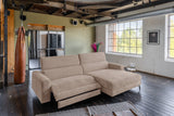 KAWOLA Sofa LAISKA Ecksofa Relaxfunktion teilmotorisch Cord taupe, Rechts