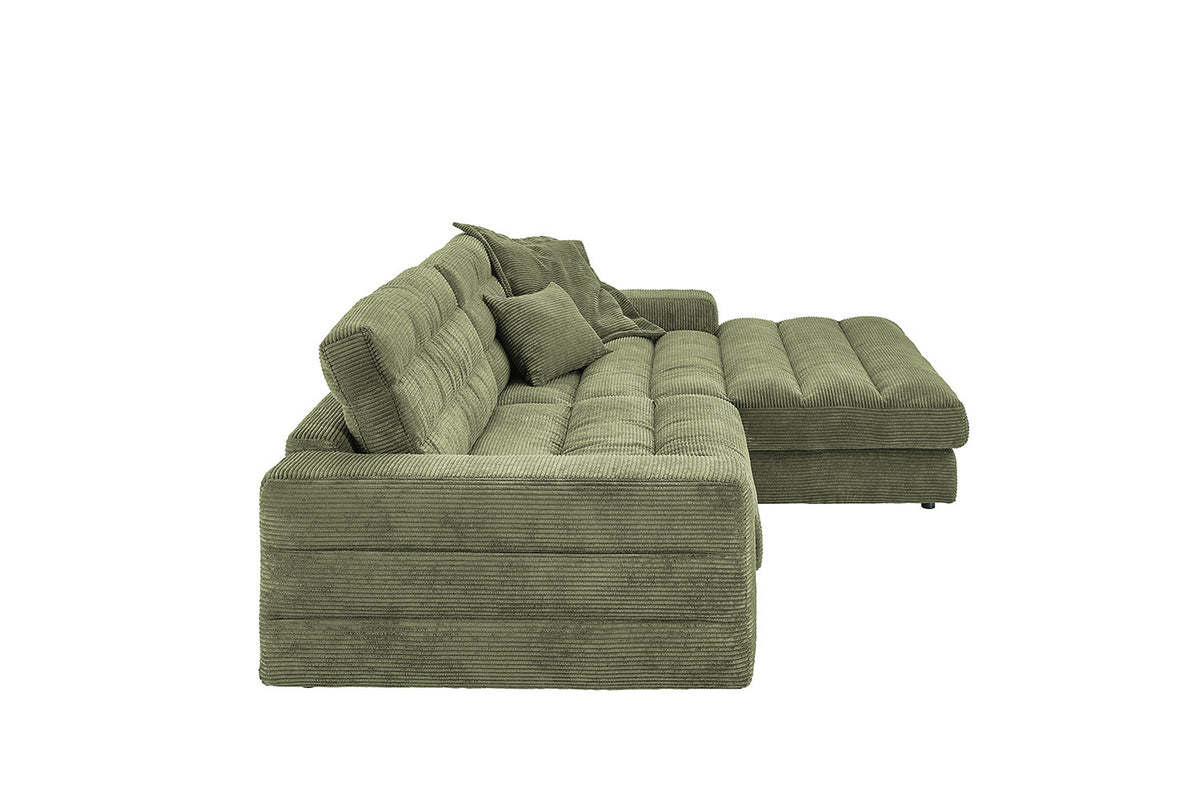 KAWOLA Sofa LANA Ecksofa Cord olivgrün