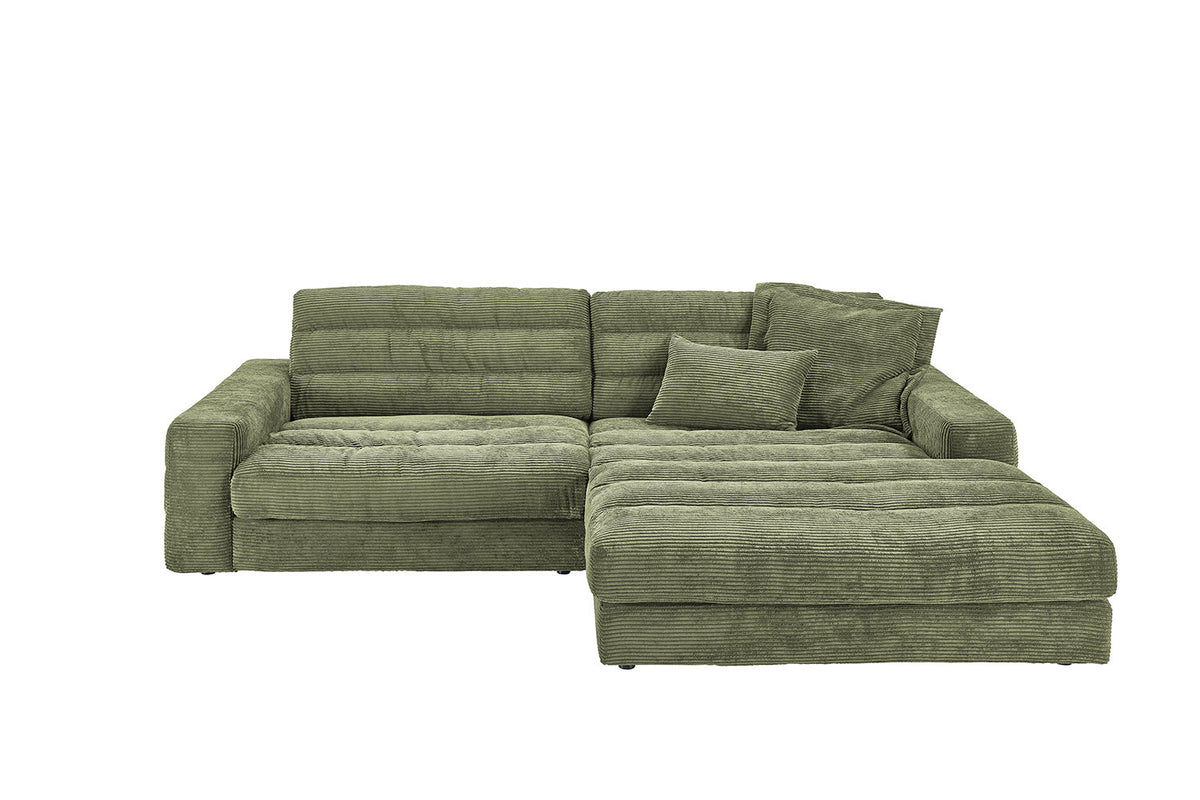 KAWOLA Sofa LANA Ecksofa Cord olivgrün