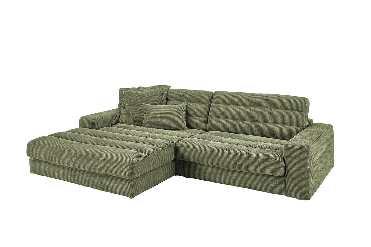KAWOLA Sofa LANA Ecksofa Cord olivgrün