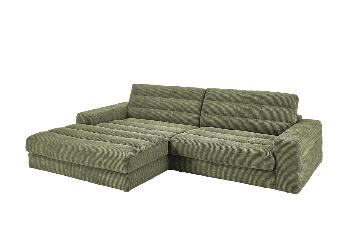 KAWOLA Sofa LANA Ecksofa Cord olivgrün