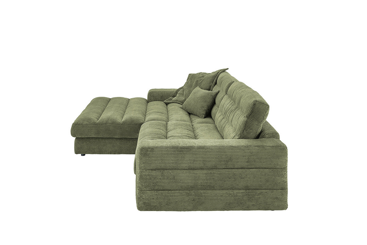 KAWOLA Sofa LANA Ecksofa Cord olivgrün