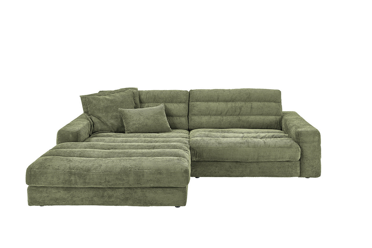 KAWOLA Sofa LANA Ecksofa Cord olivgrün