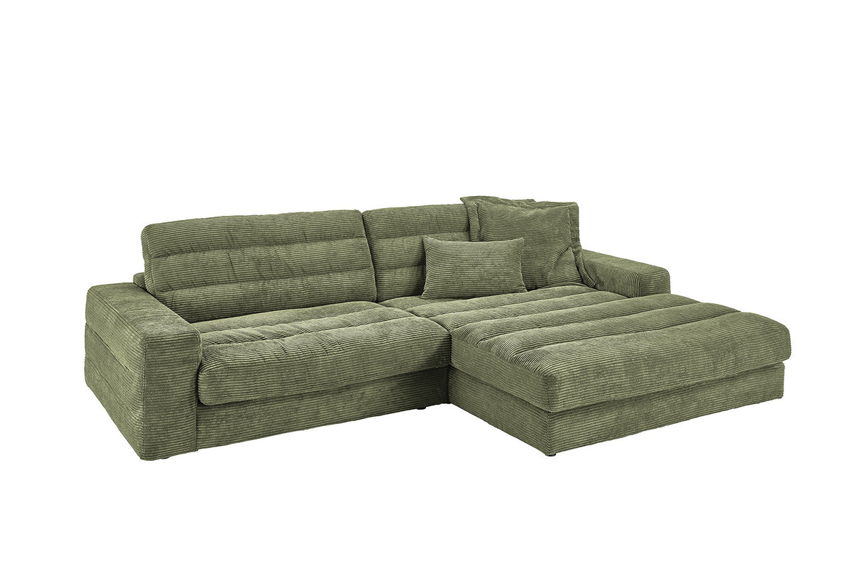 KAWOLA Sofa LANA Ecksofa Cord olivgrün