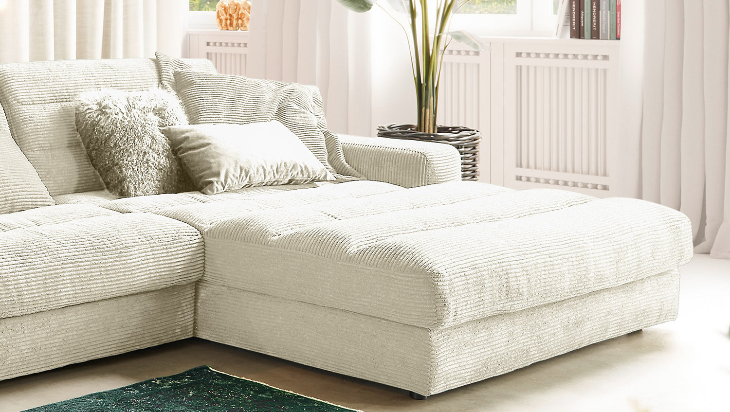 KAWOLA Sofa LANA XL Ecksofa Cord cremeweiß