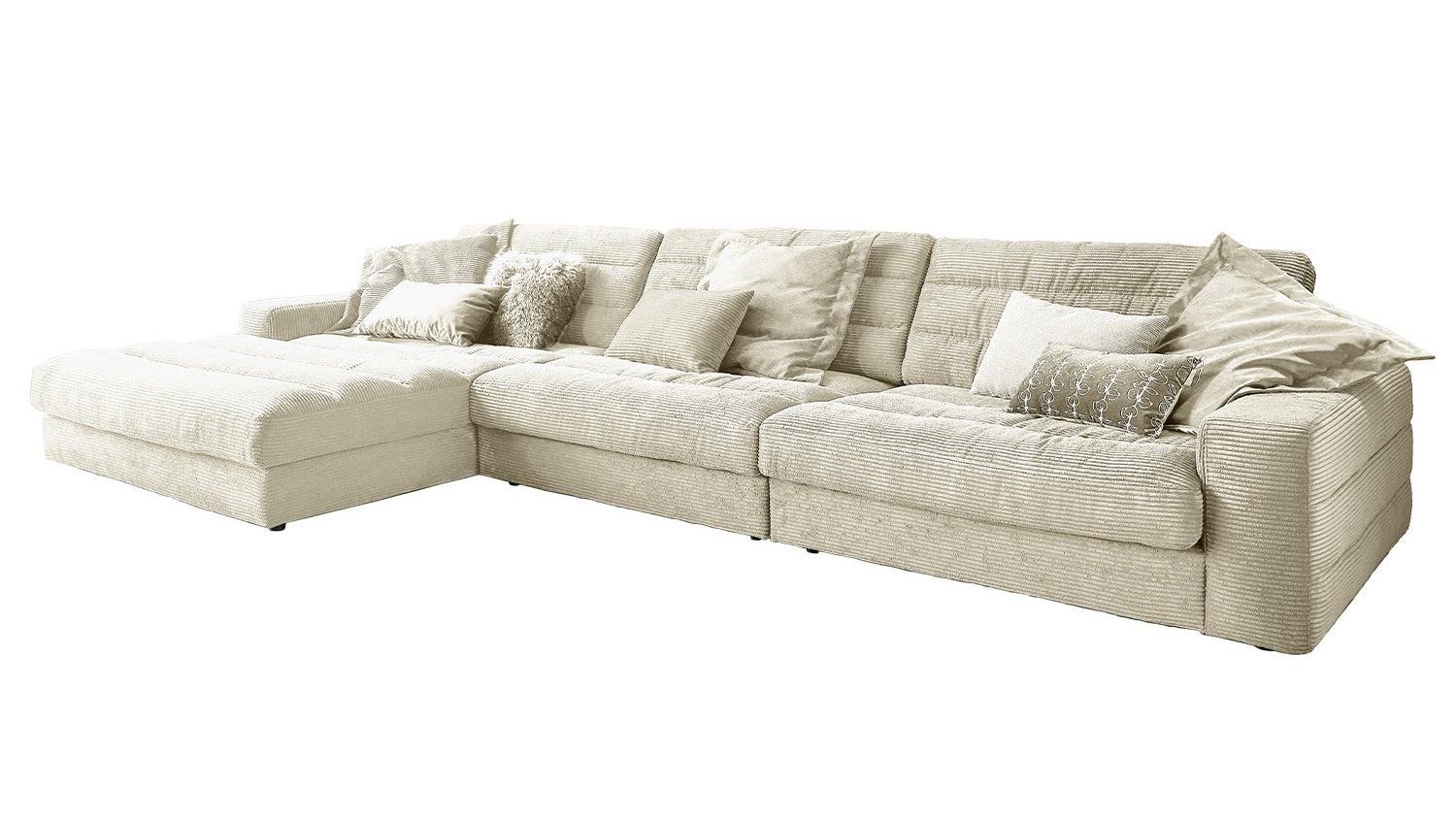 KAWOLA Sofa LANA XL Ecksofa Cord cremeweiß
